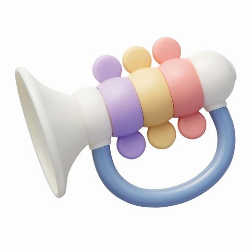 トイローヤル ラ8分音符の音のゆびあそびラッパ (水洗い可能/ラトル) がらがら 握りやすい 赤ちゃん ベビー おもちゃ 柔らか素材 ネジ不使用