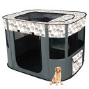 BENEBOMO長方形折りたたみ式ペットサークル収納バッグ付き猫犬用ケージ組み立て簡単屋根付きメッシュサークルコンパクト出産用防災軽量室内室外兼用(L(90*7...
