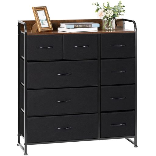 LYNCOHOMEチェストタンスヴィンテージ風北欧風布製大容量引き出しリビング収納オシャレ衣類収納転倒防..