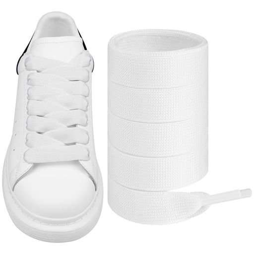  フラット シューレース for Alexander McQueen for アレキサンダー マックイーン 靴紐 平紐 靴ひも スニーカー くつひも Shoe Laces Shoelaces(色:ホワイト,サイズ:139.7CM)