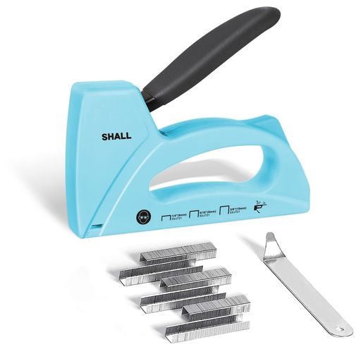 SHALL軽量ホチキス木に打てるホッチキスガンタッカ-ブルー木材用ステープルガンの室内装飾用ステープルガン、JT21ステープル1600個、6、8、10mm、ステープルリムーバー付き-クラフト、DIY、…(3.0)