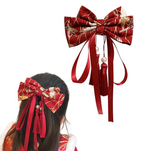 ZHEJIA髪飾り和装ヘアクリップ和風ヘアアクセ成人式浴衣結婚式卒業式七五三上品おしゃれ跡がつかないピンヘアアクセサリー赤(4)