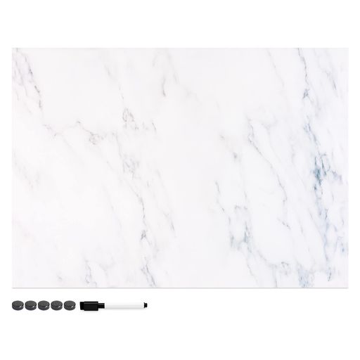 NavarisマグネットボードMDFホワイトボード壁掛け黒板ボード-メモボードデスクパネルディスプレイボードペン付き70x50cmホワイトマーブル