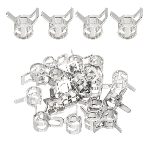 PATIKILスプリングバンドホースクランプ5.5-5.8mmOD0.2”(5mm)ID用20個マンガン鋼スプリングクリップパ..