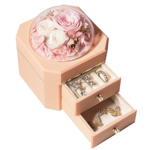 ORANGESCE大容量プリザーブドフラワージュエリーボックス枯れない花女性女友達彼女母贈り物として大切..