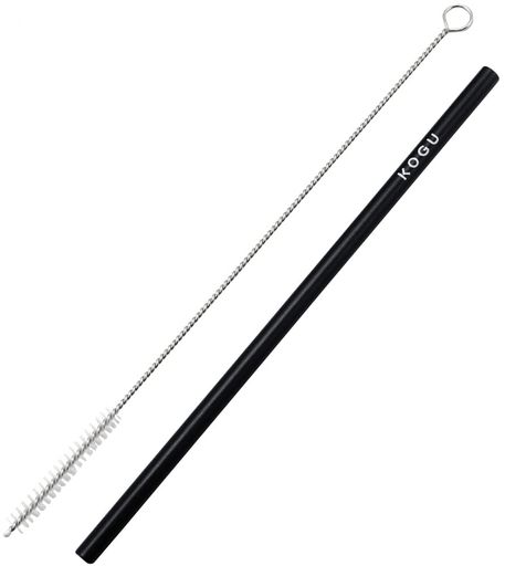 KOGU 珈琲考具 ストロー アルミ 7mm 【日本製】 マドラー 繰り返し使える 洗える ブラシ付き エコ 冷たい飲み物 ブラック 燕三条 43941 プレゼント 誕生日 記念日 ギフト 贈り物 下村企販