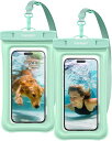 SPIGEN【2枚セット完全防水】スマホ防水ケース小物2枚セットIPX8認証お風呂最大7インチ対応プール海温泉スキー出し入れし易いストラップ調節可A610ACS06019(ミント)(2)