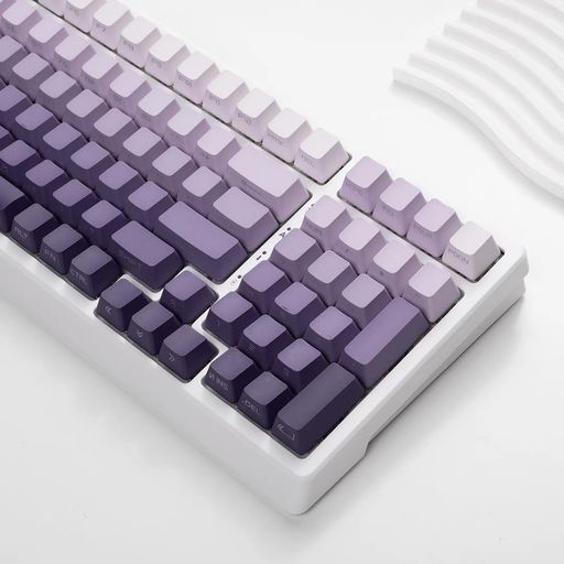 KEECIPALVIOLETキーキャップOEMプロファイルPBT染料昇華メカニカルゲーミングキーボード用トッププリント136キーCHERRYGATERONKAILHOTEMUMX構造に対応(OEMPURPLE-SIDE)