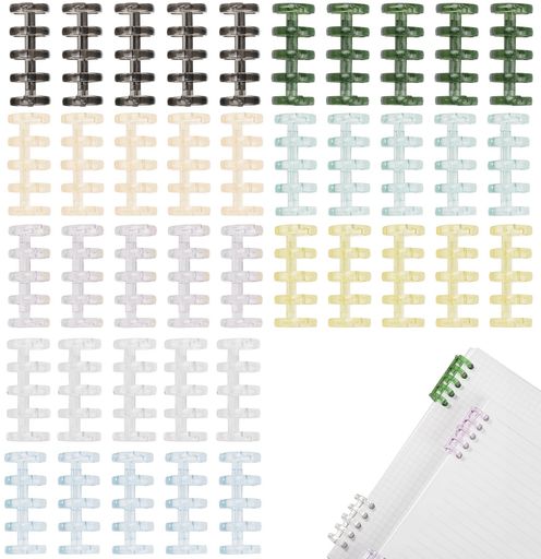 Chisaflyルーズリーフリングルーズリングバインダーリング40個セット8色収納ケース付き5穴穴径15mm製本..