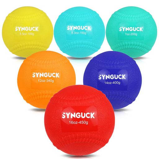 SYNGUCK6色サンドボールセット(100g-450g)-野球・ソフトボール投手練習用球速アップ・体幹トレーニング・筋トレに最適-ヨガ・フィットネスにも対応