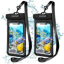【2024新登場2枚セット】スマホ防水ケースIPX8認定タッチ可能完全防水顔認証水中撮影高透過率密封ストラップ付きIPHONE用携帯用IPHONE15/14/13/12/11XXS87(2)