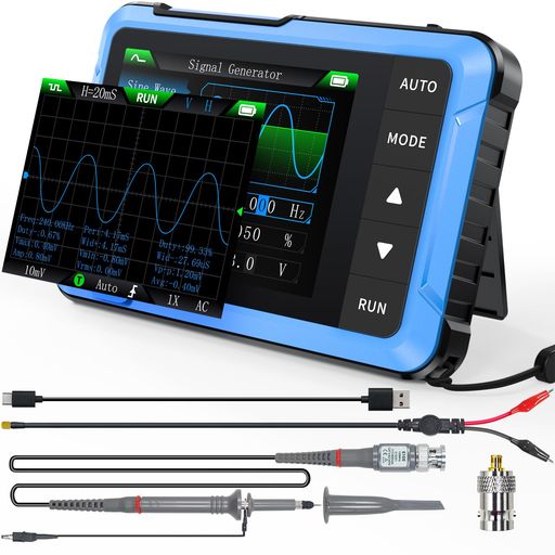 FNIRSIDSO-510オシロスコープ10MHz帯域幅48MS/sサンプリングレート2in1ハンドヘルドデジタルオシロスコープ信号発生器ポータブルファンクションジェネレータ2.8インチディスプレイTypeC充電対応