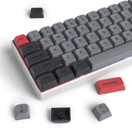 XDAPBTキーキャップ、134キー昇華型グレーレッドカスタムキーキャップセットCHERRY/GATRONMXスイッチ60パーセント/68/GK61ゲーミングメカニカルキーボード用(GREYRED)