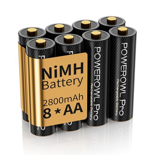 POWEROWL単三電池充電式プロニッケル水素電池8個大容量2800mAh、自然放電抑制、環境保護、約1200回循環使用可能 POWEROWL単三電池充電式プロニッケル水素電池8個大容量2800mAh、自然放電抑制、環境保護、約1200回循環使用可能