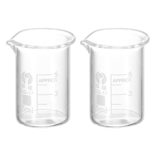 PATIKIL2個入り5ml低い形ガラスビーカー計量カップ測量カップ3.3ホウケイ酸塩ガラス注ぎ口付きキッチン..