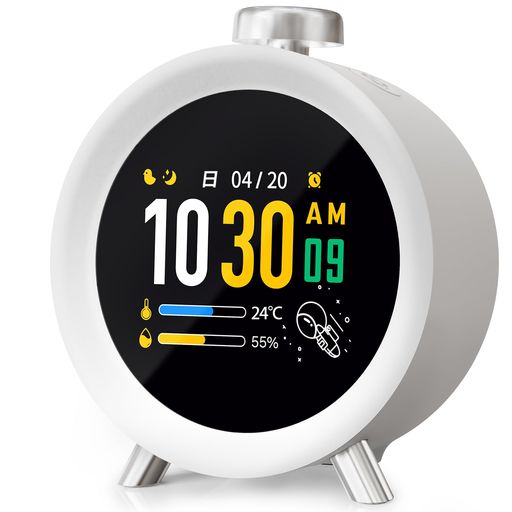 MOMILLAデジタル目覚まし時計大音量重い睡眠者向け2.8型カラーLCD置き時計4アラーム設定ホワイトノイズ&スヌーズ付き温度表示寝室/オフィス用(3)