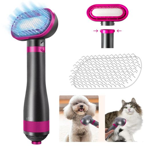 スムージング 【最新改良版2IN1機能ペットドライヤー】:ヘアドライヤーとブラシ2 in 1機能、片手でも簡単に操作できます!!! ブラシ付きのペットドライヤーはペットの毛の奥まで乾き、ペットの抜け毛をきれいに梳かしながら、ペットをマッサージもできます。 ブラシには細くて円形の針先を採用、肌に優しく、ペットの毛をふわふわ滑らかになります。 【温度三段階調節可&amp;安全な過熱保護】ペットドライヤーは通常のドライヤーとは違って、ペットの安全性をよく考えて、3段階の温度調節が可能です(冷風モード、弱温風モード、強熱風モード)。冷風モードは約45°C、弱温風モードは55°C、強熱風モードは65°Cです。また、ニャンちゃんとワンチャンの安全を考え、過熱防止機能を備え、ドライヤー本体の温度が高すぎると自動的に電源を切り、火傷の心配もありません。通電していないときもマッサージ、ペットブラシとして使えられます。普通のうるさいドライヤーに怖られるペットちゃんには最適です。これは確かに小動物にとって新一代のお勧めのお手入れ用品です。