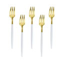 Easytotiフォークケーキフォークデザートフォーク5本セット13.5cmオシャレ可愛いミニフォーク18-8ステンレス鋼製つや消し食洗機対応ゴールド/ホワイト......