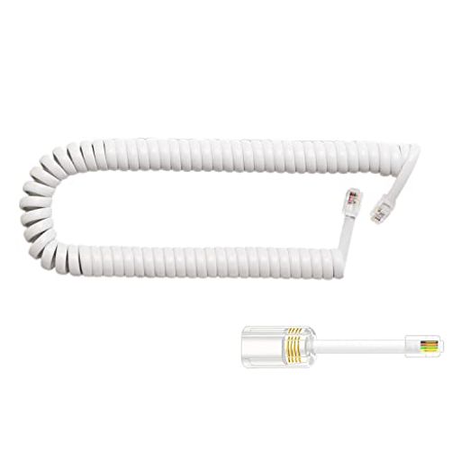 受話器用カールコード3m電話ケーブルRJ9電話延長ケーブル4極4芯RJ9カールコード式電話延長コードRJ9受..