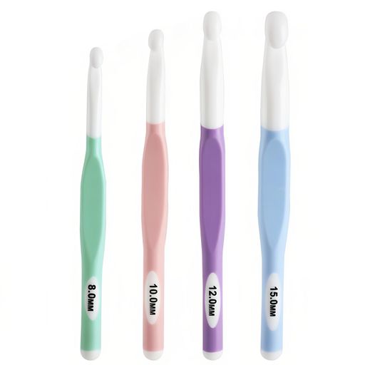 TOAURDAかぎ針セットかぎ針編みフックセット実用的4本セット8mm、10mm、12mm、15mmPRグリップとABSフッ..