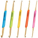 かぎ針5本セット編み針ぎ針編みフックキットフックダブルヘッド便利DIY実用的ダブルフックかぎ針セットソフトラバー手編み編み物織りセーター毛糸レース