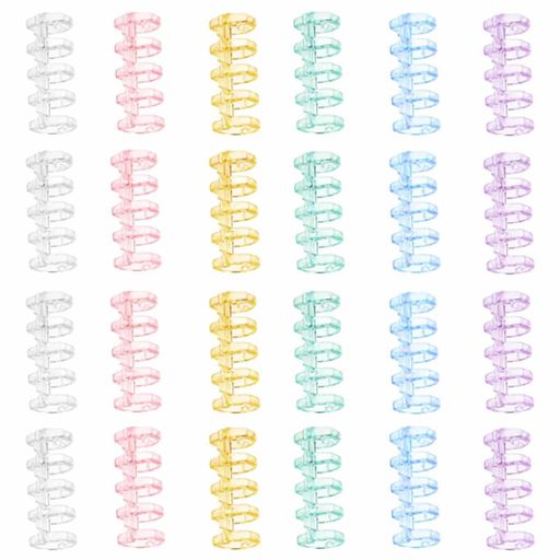 YUWENW5穴バインダーリング6色24個セットプラスチック製ファイル本製作A4/A5/B5製本用とじ具リーフバイ..