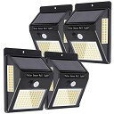 【暖白色120LED】Lookdolセンサーライトソーラーライト3面発光人感センサー自動点灯太陽光発電LEDライト防水防犯ライト両面テープ付き屋外/玄関/駐車場/庭先屋外ウォールライト4個入り