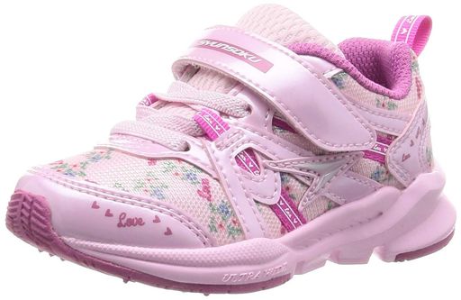 [シュンソク] スニーカー キッズ 女の子 子供靴 幅広 軽量 15~23cm 3E LEC 6120 ピンク_花柄 16.0 cm 3E