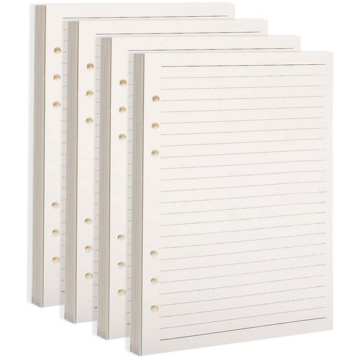 システム手帳用リフィルA5サイズルーズリーフバインダーメモビジネス手帳専用リーフリフィル用紙詰め替え用紙厚型A56穴手帳リフィル【45枚*4冊】180枚8mm横罫手帳用リフィルセット