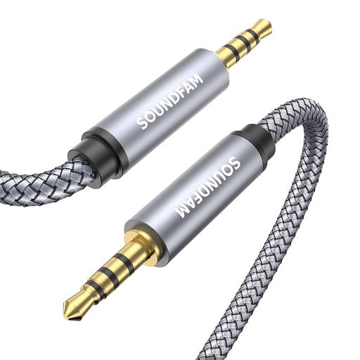SOUNDFAM 3.5mm オーディオケーブル 4極/TRRS aux ケーブル オス-オス 3.5mmステレオミニプラグ イヤホンケーブル Hi-Fi音質 ステレオオーディオケーブル