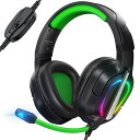 KrysenixPG2ゲーミングヘッドセットヘッドホンゲーミング3.5mmジャック付き有線ノイズキャンセリングAIマイクステレオサウンド軽量RGBライト付きPS...