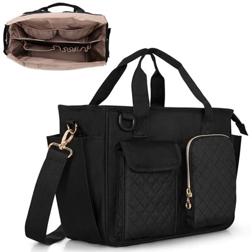 [Luxja]教師バッグオフィストートバッグA48ポケット6個のペンスロットありショルダーバッグビジネスバ..