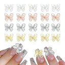ネイルパーツ蝶々20個セット3D立体蝶ネイルストーンクリアキャットアイネイルアートデコパーツバタフライジュエリーパーツハンドメイド