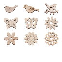 BEADTHOVEN 約100個入り 原木色 染色なし 木製スライス 木材チップ 花 鳥 蝶 木製タグ 木片 絵画可 カード DIY パーティー 部屋飾り ホー...