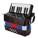 アコーディオンアコーディオン17鍵8ベースピアノ楽器ピアノおもちゃミニアコーディオン音楽演奏子ども練習家庭用子供初心者向け使いやすいストラップ付き(ブラック)