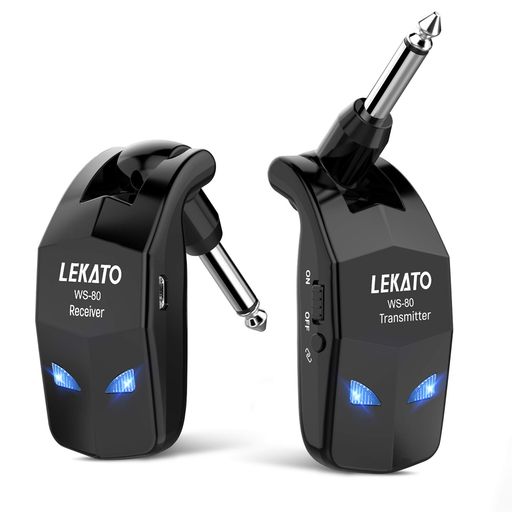 🎸【8時間の動作時間】LEKATOWS80ギタートランスミッターレシーバーは充電式リチウムバッテリーを内蔵しています。フル充電後最大8時間の動作時間、デュアルエンドUSBケーブルが付属し、長時間の動作が可能です。 🎸【プラグアンドプレイ】信号キーを長押しすると、送信機と受信機が同時に一致します。他の操作は必要ありません。1対1で干渉がなく、プラグアンドプレイで、数秒でプレイを開始できます。 🎸【2.4GHz非圧縮信号】このワイヤレスギターシステムは、2.4GHz ISM周波数帯域、5ms未満の遅延、低ノイズ、低遅延、100フィート以上の有効範囲です。ステージを自由に移動して、真にダイナミックなパフォーマンスを実現できます。 🎸【回転可能なワイヤレスギターシステム】 220°回転可能なヘッドにより、入力ジャックを使用して楽器のさまざまな位置を調整できます。クールな外観、ほとんどのエレキギター、ベース、エレクトリックアコースティックギター用に特別に設計されたプロフェッショナルワイヤレスシステム。ビブラートシステム付きのギターにも適しています。