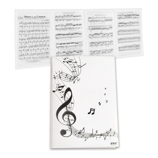 楽譜ファイル4面6枚収納可A4サイズ書き込みできる反射しない4ページ展開譜面作曲レッスンファイルカバーピアノ電子ピアノアクセサリー2色(ホワイト)