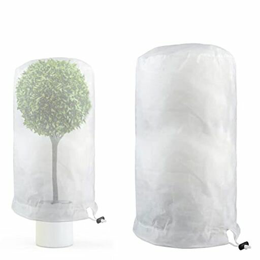 Emoi植物保護カバー植物防寒カバー防風ネット防雪ネット不織布防虫ネット巾着式寒冷紗冬用観葉植物保温..