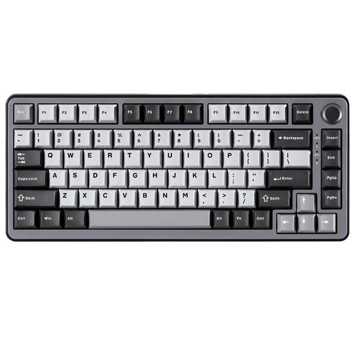 YUNZIIRT75ラピッドトリガーキーボードメカニカルTKLゲーミング磁気スイッチRGB有線USBコンパクト75%配列ノブ付きPBTキーキャップ調節可能作動(黒OUTEMUスイッチ)