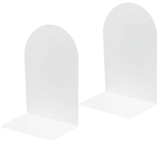 MerryNineブックエンド金属製本立て倒れないらブックスタンドデスクや本棚用のブックエンドl型(2ホワイト)