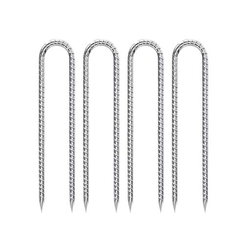 ロープ止め金具U型止めピン亜鉛メッキ太さ9mmx長さ30cm(4本入)テントペグキャンプサッカーゴールトランポリンなど固定用(4.0)