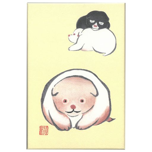 【サイズ】幅12x高さ18x厚さ1.2cm 【仕様】蛇腹折り・本文和紙 無地・11山(44ページ)・表題シール付属 【生産国】日本 【その他】琳派の画家中村芳中の作品集「光琳画譜」より仔犬の図を表紙、背面に用い仕立てて朱印帳です。