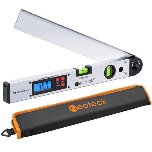 Neoteckデジタル角度計0-225°解像度0.1°LCDディスプレイバックライト付き(銀)