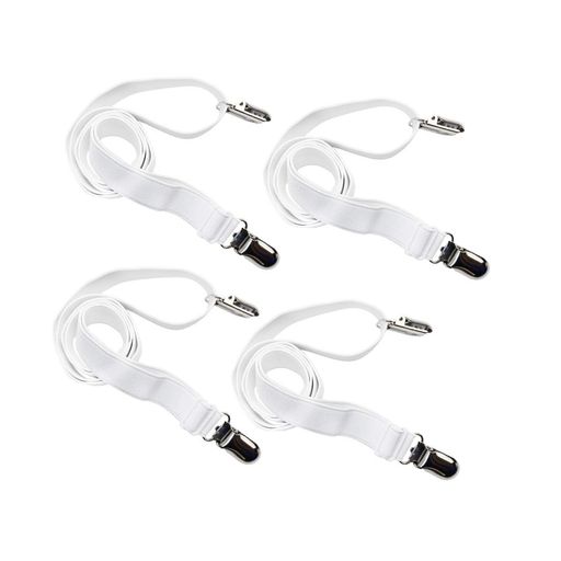 マットレスクリップ調節可能ベッドシーツズレ防止クリップ滑り止めゴムバンド(ホワイト)