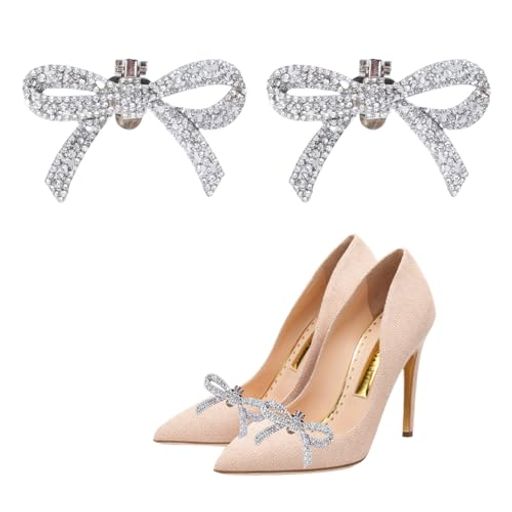 [Doyime]シューズクリップ(2個入り)パンプス飾り蝶ネクタイシューズアクセサリー靴のクリップ靴飾りクリスタルキラキラ簡単取り外し可能ワンタッチ着脱汎用性耐久性おしゃれパーティー…