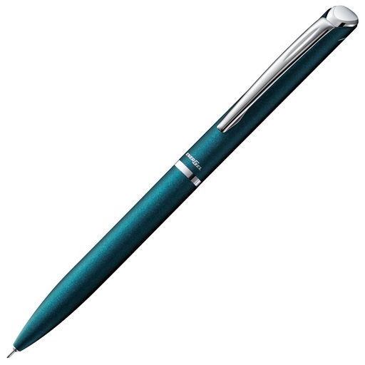 【エナージェルの特長】スッと書けてサッと乾く/なめらかな書き心地と優れた速乾性 【5つの芯径に対応】0.3、0.4、0.5、0.7、1.0mm【内蔵芯径】0.5mm 【機構】回転繰り出し式【軸色】ターコイズブルー【インク色】黒 【材質】軸:真鍮/頭冠:ABS・ニッケルクロムメッキ/クリップ:鉄・ニッケルクロムメッキ 【本体サイズ】20x15x150mm/25g