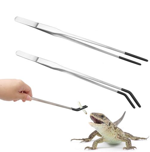 MUYYIKA爬虫類餌やりピンセットステンレス給餌トングゴムチップ付き水槽水族館水草虫類飼育カエルトカ..