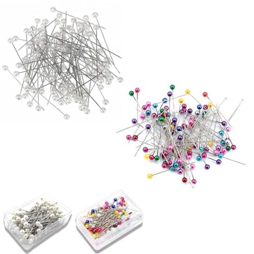 SHSHANLCまち針パールピン2箱200本セット縫い針カラーピンガラス玉プッシュピン虫ピン刺繍針洋裁手芸用..