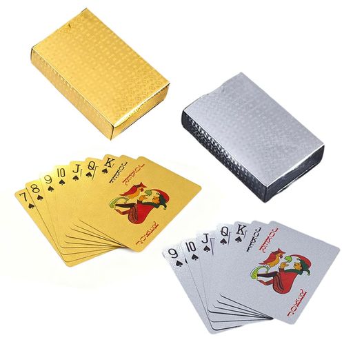 CHANGJIQトランプ2点セット54枚ポーカーカードマジックトランププラスチックゴールドホイルカッコイイ..