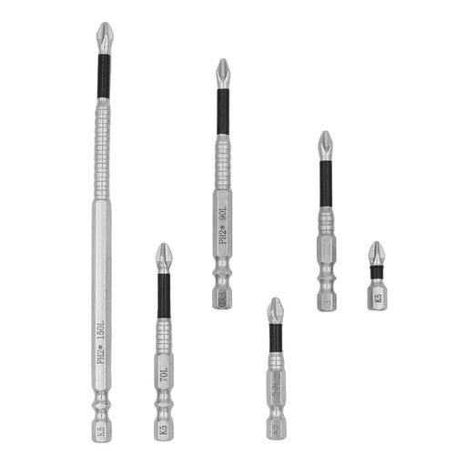 KKLMクロスヘッドドライバービット6.35mm六角軸強力磁気強力マグネット付きDIY・作業用ドライバーセッ..